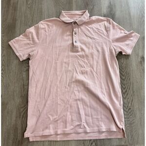 ALPHA STUDIO Polo Shirt Mens Large Pink Short Sleeve